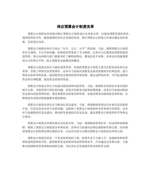 浅议预算会计制度改革