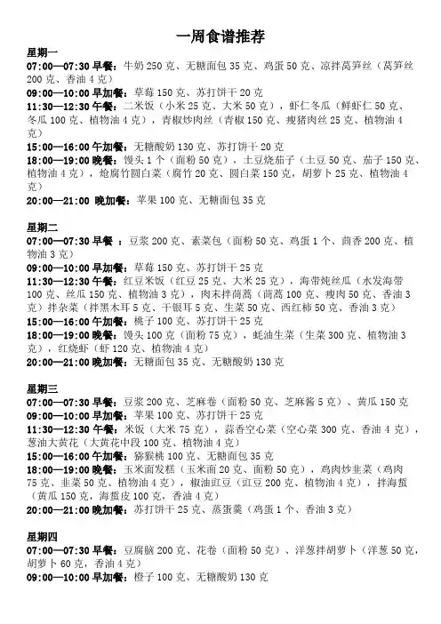 妊娠期糖尿病一日三餐一周食谱仅供参考