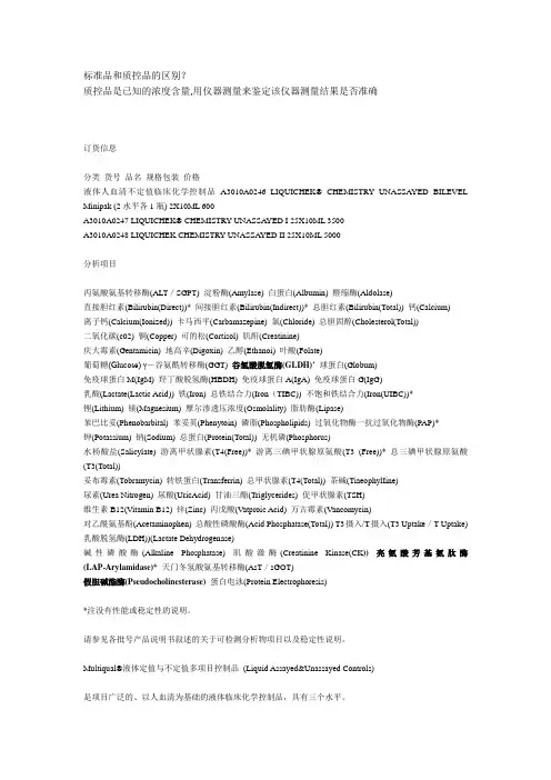 标准品和质控品的区别