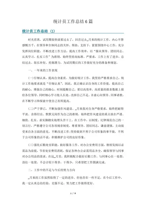 统计员工作总结6篇