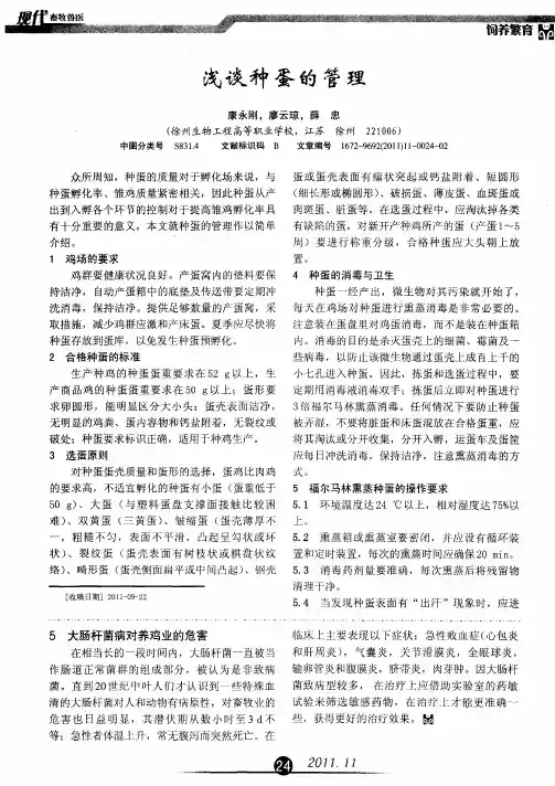 浅谈种蛋的管理