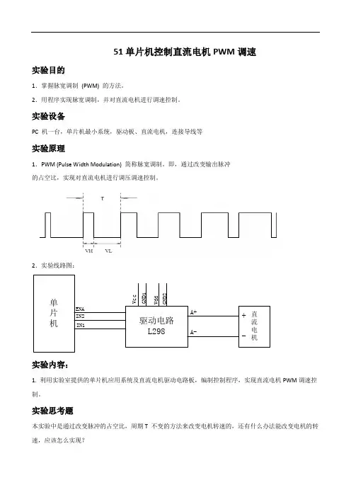 51单片机控制直流电机PWM调速