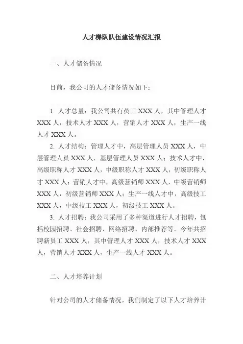 人才梯队队伍建设情况汇报
