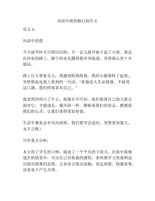 风雨中我的独白的作文