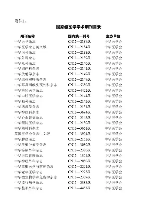 ：国家级杂志目录