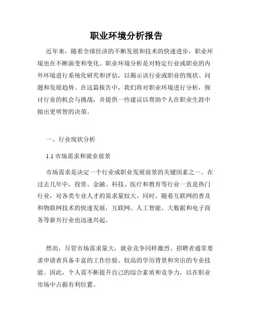职业环境分析报告