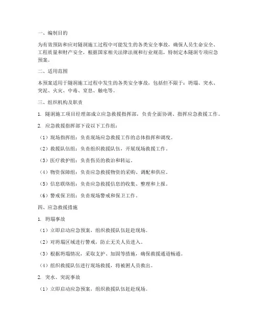 隧洞专项应急预案