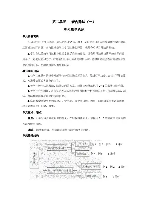 二年级数学下册第二单元《表内除法》教案