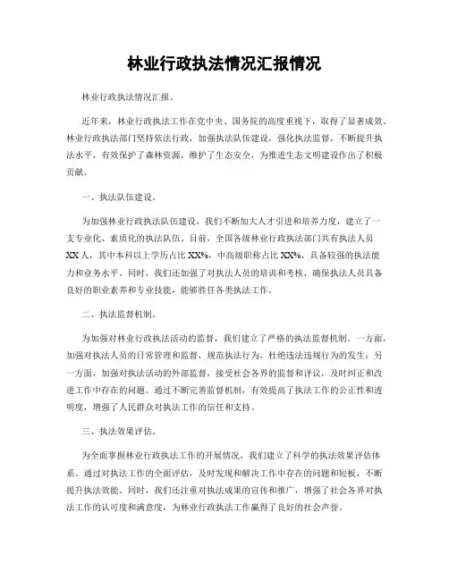 林业行政执法情况汇报情况