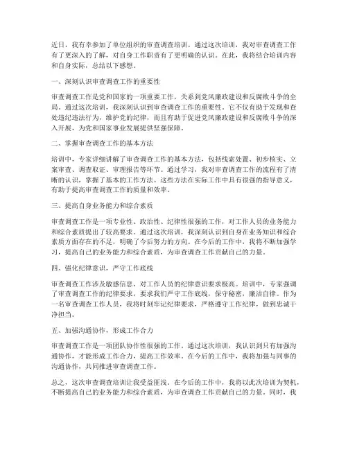 审查调查培训感想总结