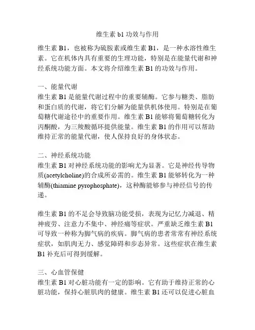 维生素b1功效与作用