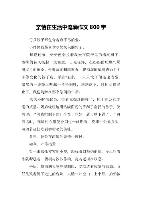 亲情在生活中流淌作文800字