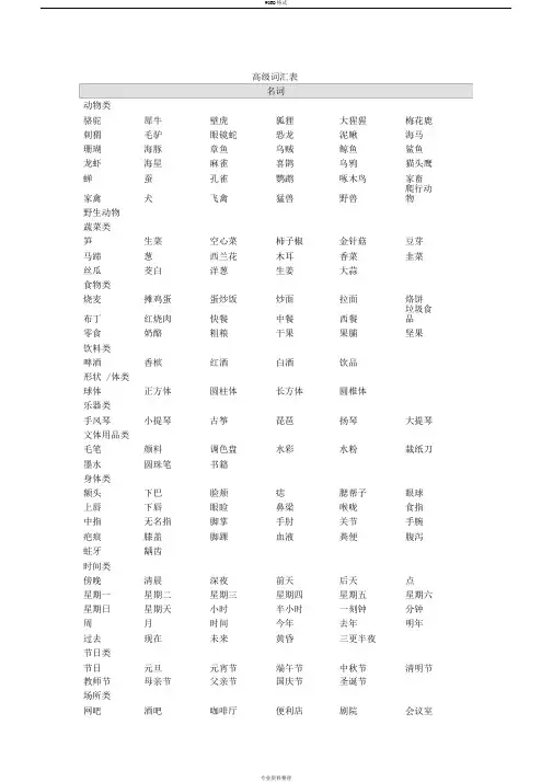 听障儿童必备之高级词汇表