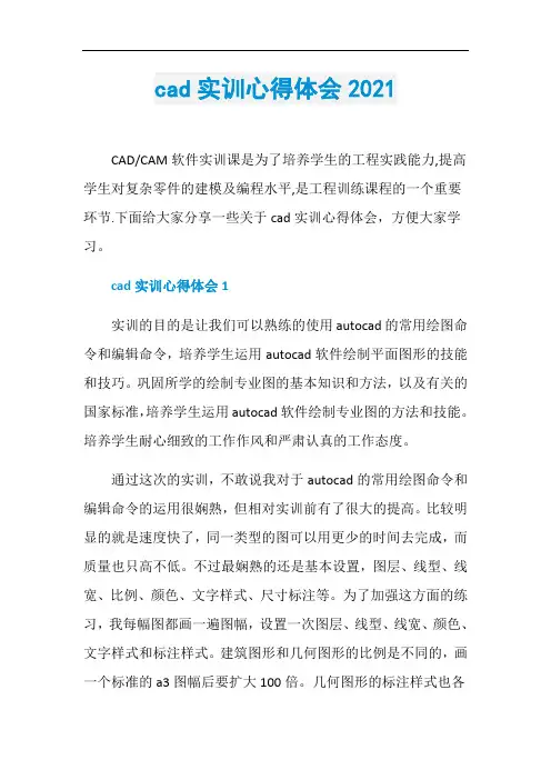 cad实训心得体会2021