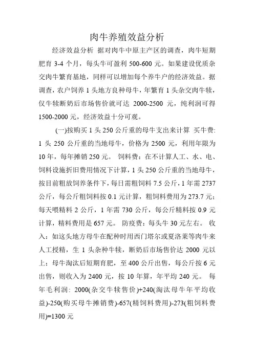 肉牛经济效益分析