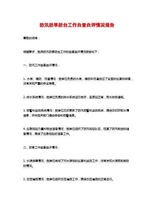 防汛防旱防台工作自查自评情况报告