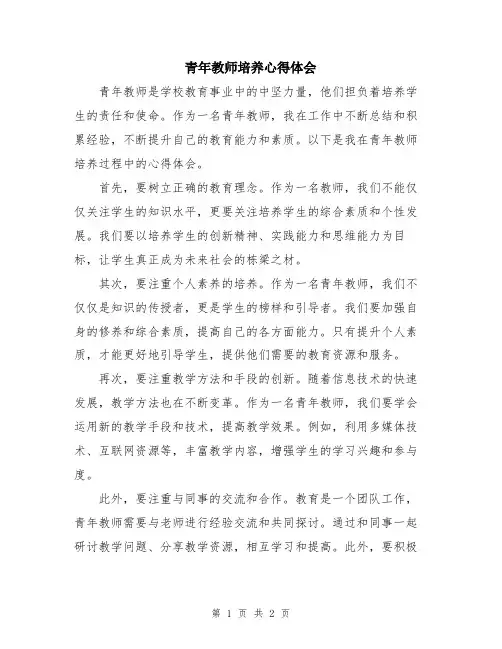 青年教师培养心得体会
