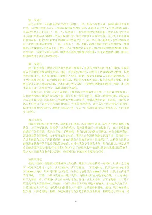 预算员实习周记15篇