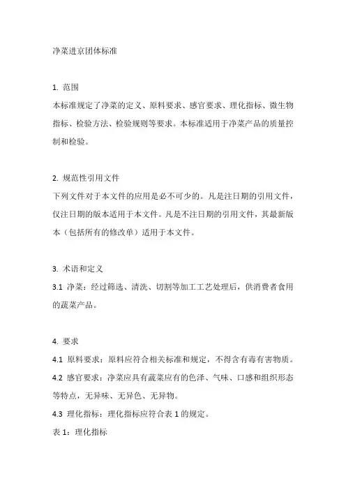 净菜进京团体标准