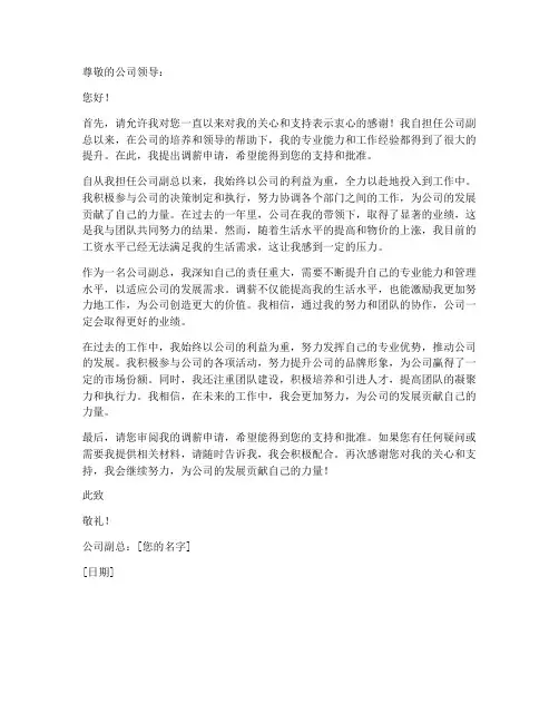 公司副总调薪申请书模板