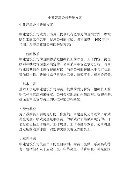 中建建筑公司薪酬方案