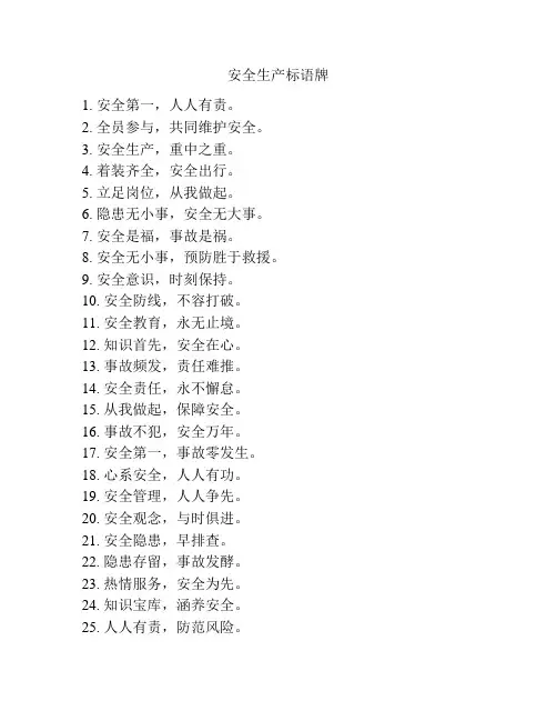 安全生产标语牌