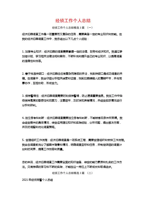 经侦工作个人总结3篇