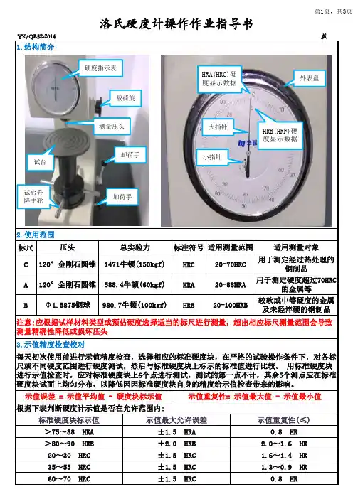 洛氏硬度计操作作业指导书