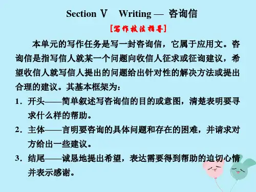2019-2020学年高中英语 unit 5 music section Ⅴ writing — 咨询信课件 新人教版必修2