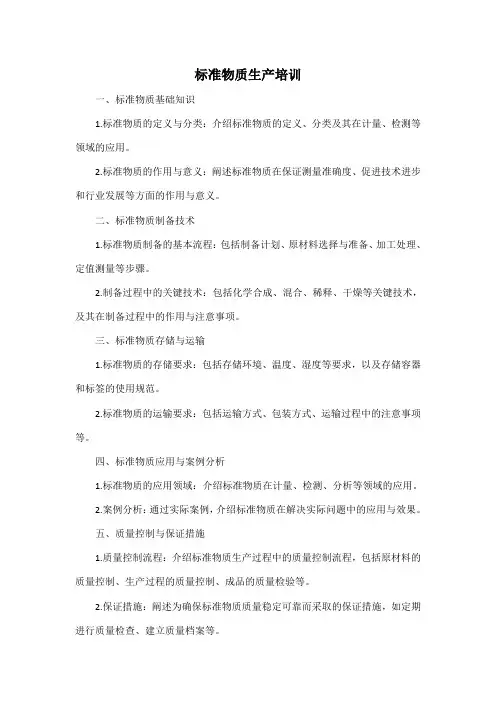 标准物质生产 培训