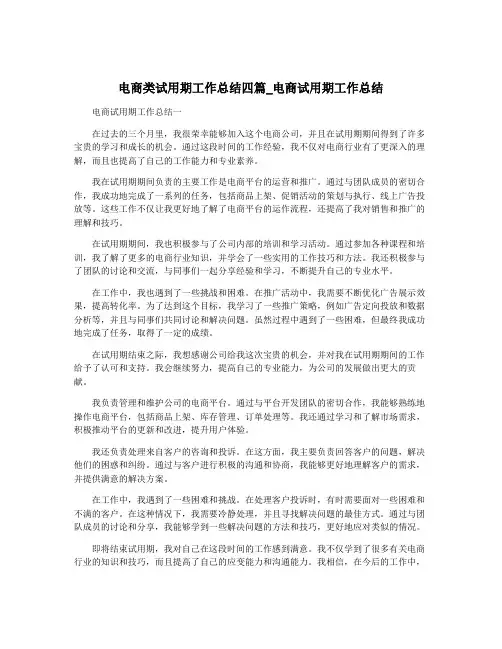 电商类试用期工作总结四篇_电商试用期工作总结