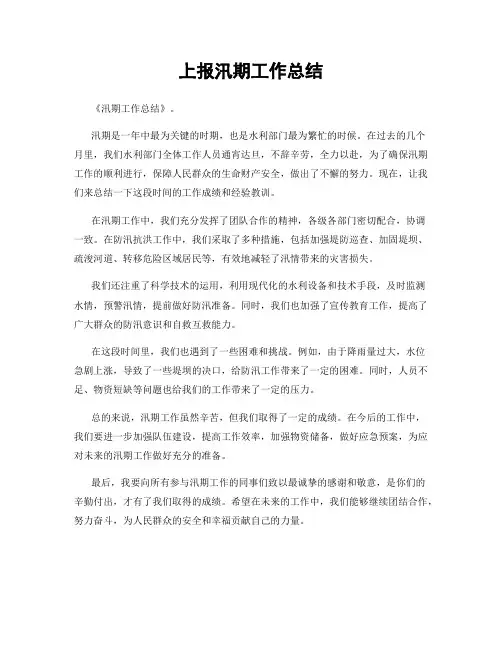 上报汛期工作总结
