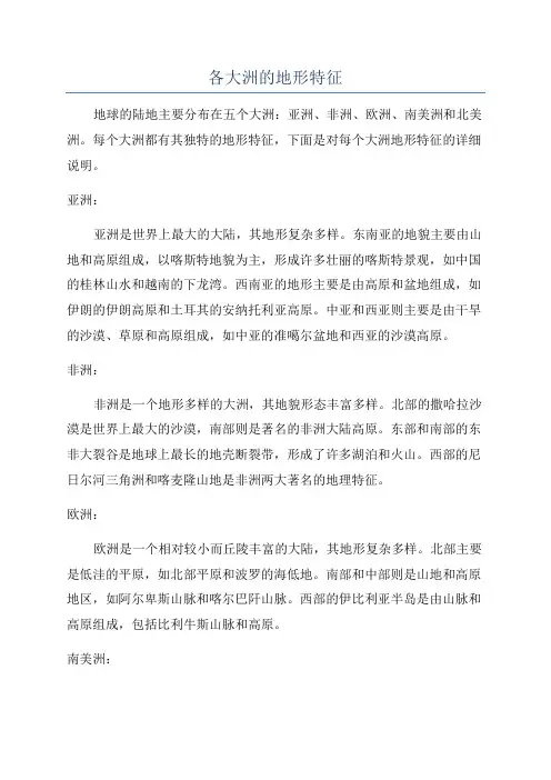 各大洲的地形特征