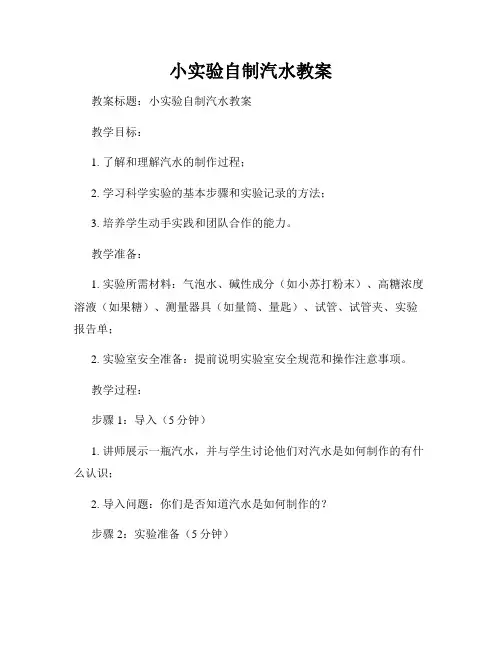 小实验自制汽水教案