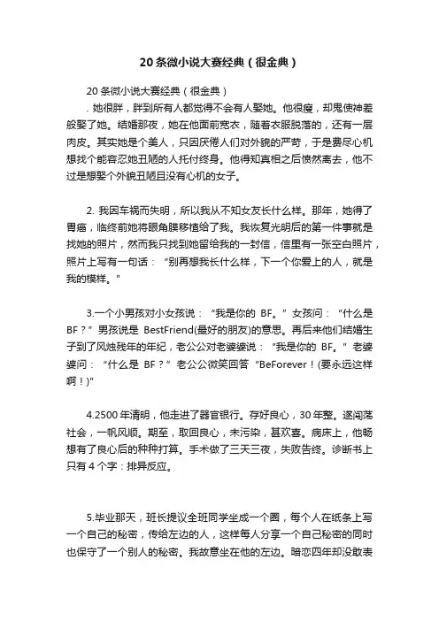 20条微小说大赛经典（很金典）