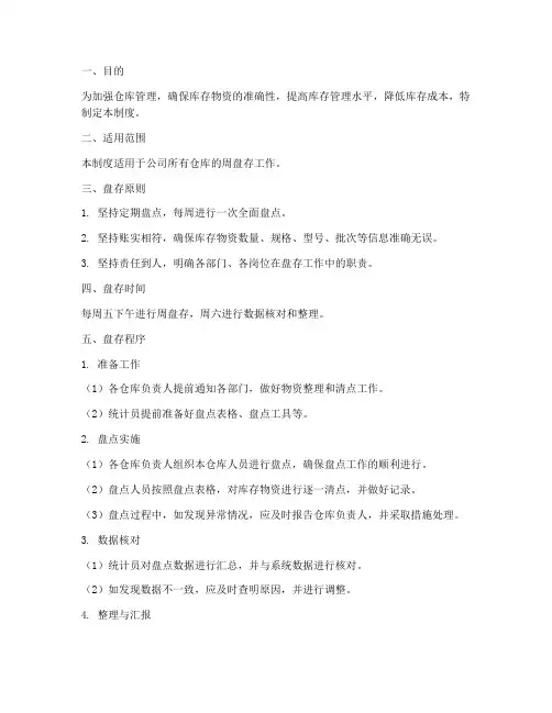 仓库周盘存管理制度