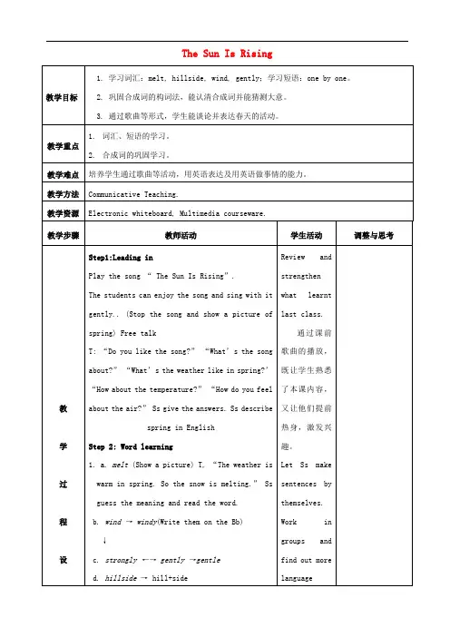 八年级英语下册 Unit 1 Spring Is Coming Lesson 3 Th