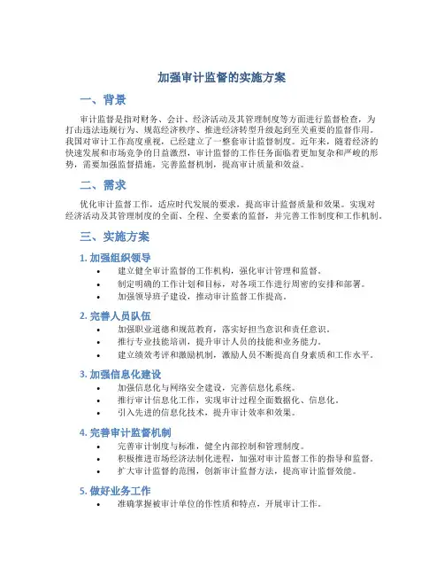 加强审计监督的实施方案