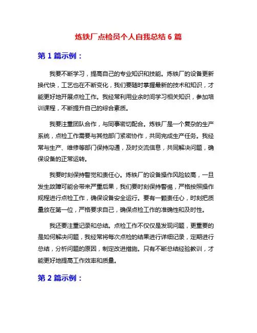 炼铁厂点检员个人自我总结6篇
