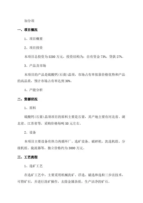 年产10000吨硫酸钙晶须项目