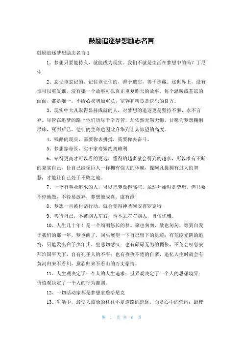 鼓励追逐梦想励志名言