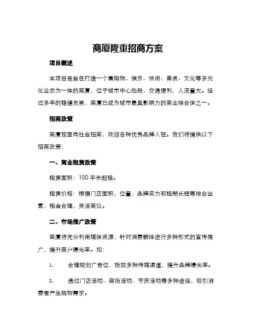 商厦隆重招商方案