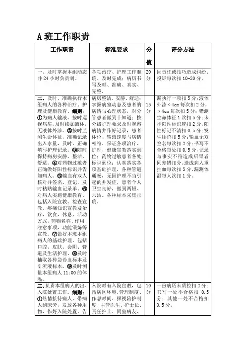 apn排班制-A班工作职责