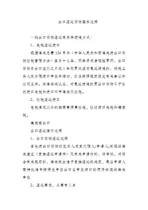 出口退运货物基本流程