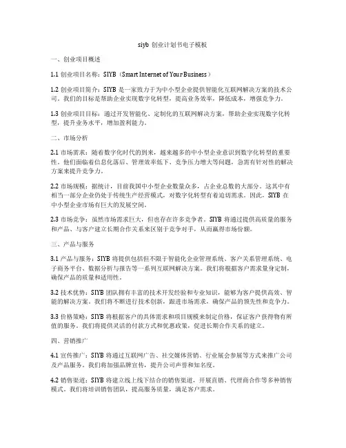 siyb创业计划书电子模板