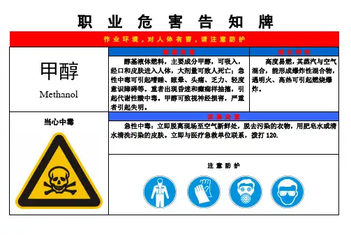 醇基液体燃料(甲醇)职业危害告知牌
