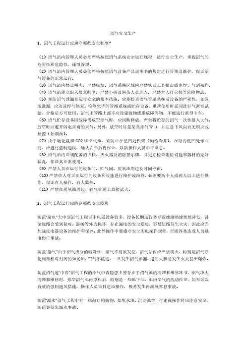 沼气安全生产安全生产