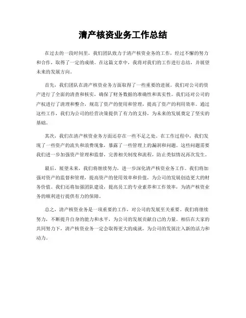 清产核资业务工作总结