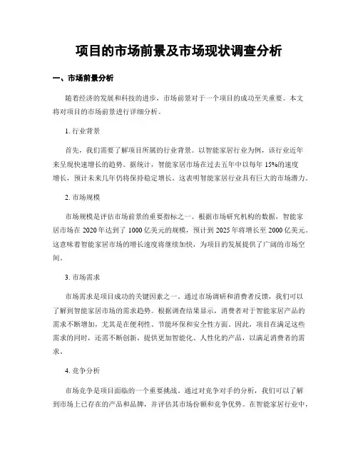 项目的市场前景及市场现状调查分析