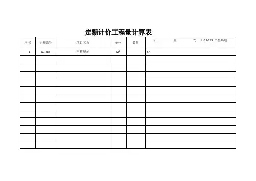 定额计价工程量计算表